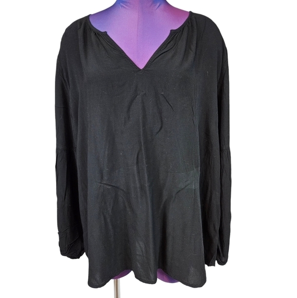Old Navy Black Rayon Balloon Sleeve Peasant Blouse Size 2XL Women's Plus - Picture 8 of 8